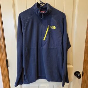 The North Face 1/4 Zip Pullover Fleece Jacket Mens Navy Flash Dry Hike Large